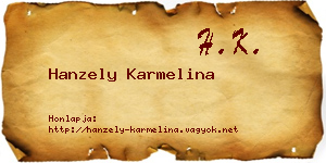 Hanzely Karmelina névjegykártya